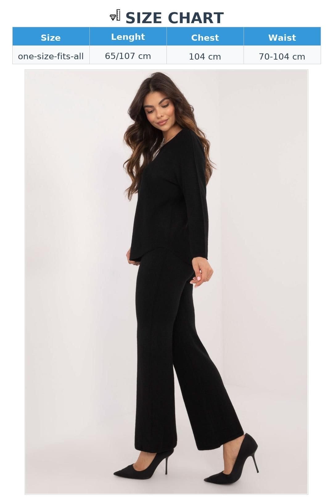 Love Lace Love Lace Women's Casual Viscose Polyester Nylon Sweater Pant Set in Black - 4