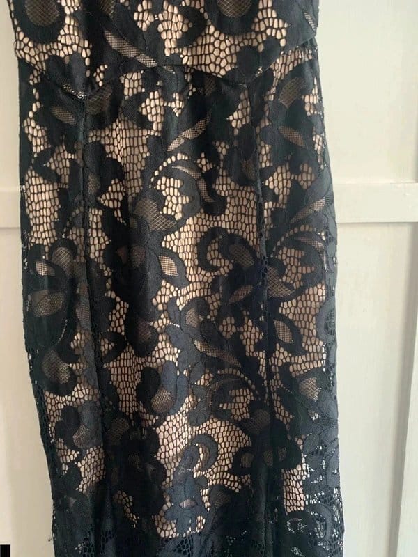 Next Black Lace Cap Sleeve Long Dress