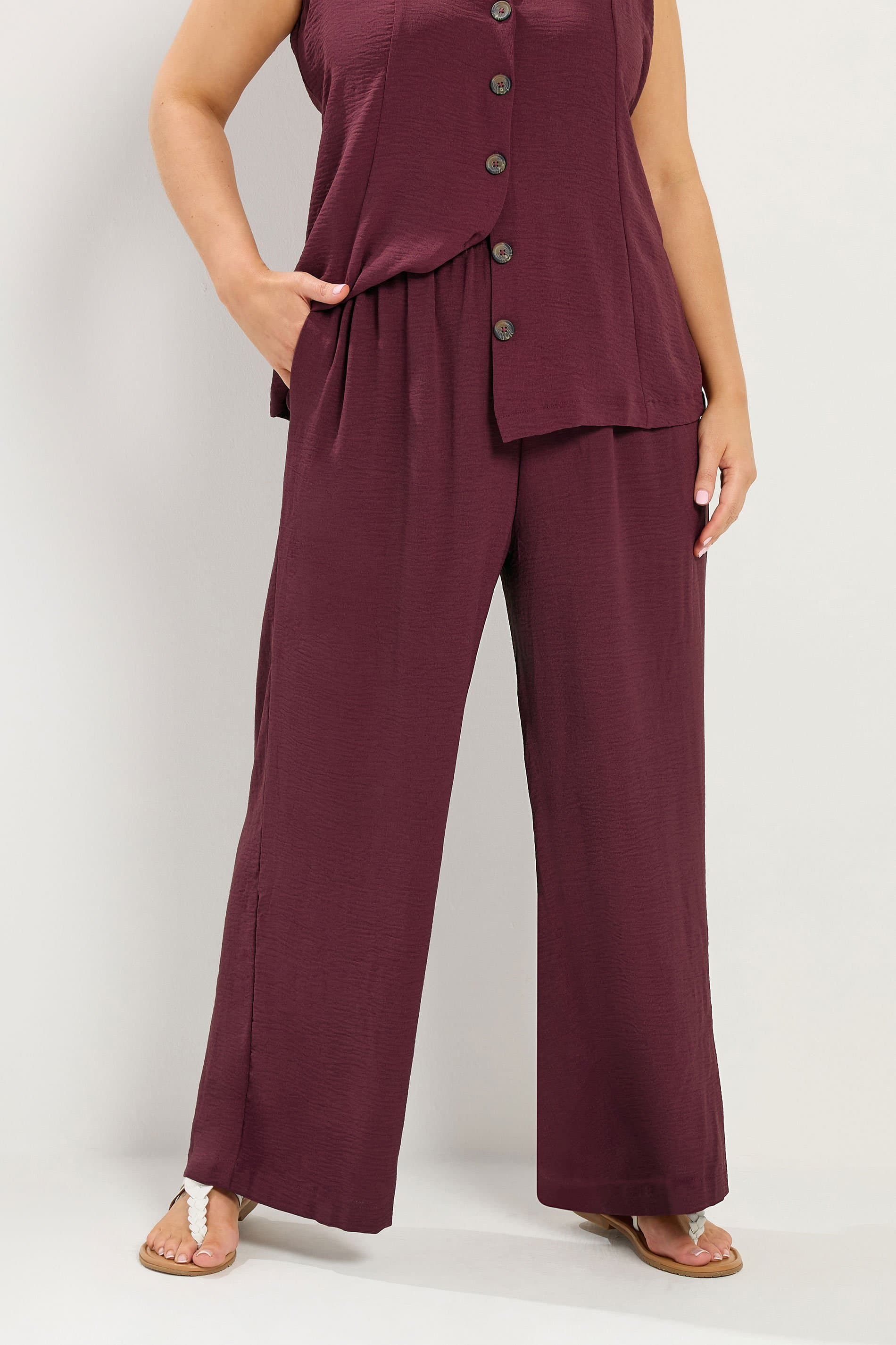 Yours Plus Size Purple Washed Twill Trousers