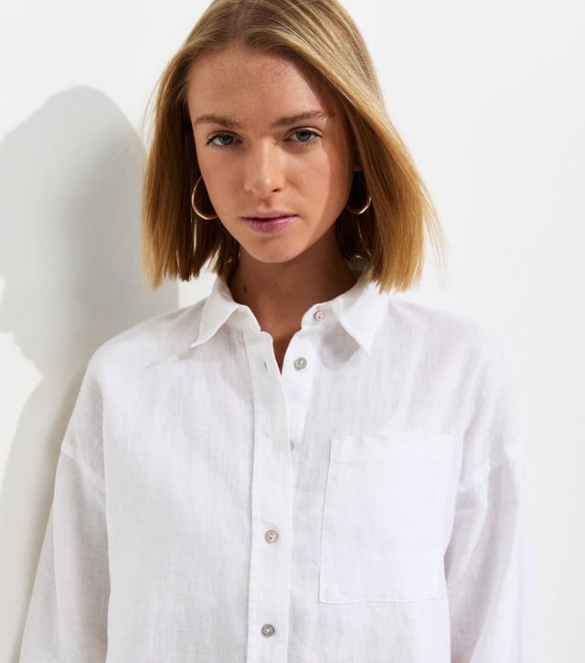 New Look Women's White Pure Linen Oversized Long Sleeve Shirt New Look - 2