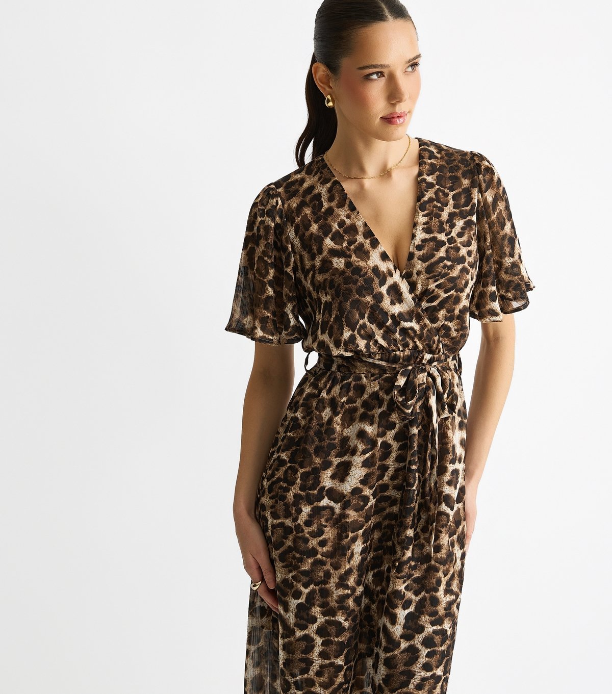 Gini London Women's Brown Animal Print Wrap Midi Dress Gini London New Look - 2