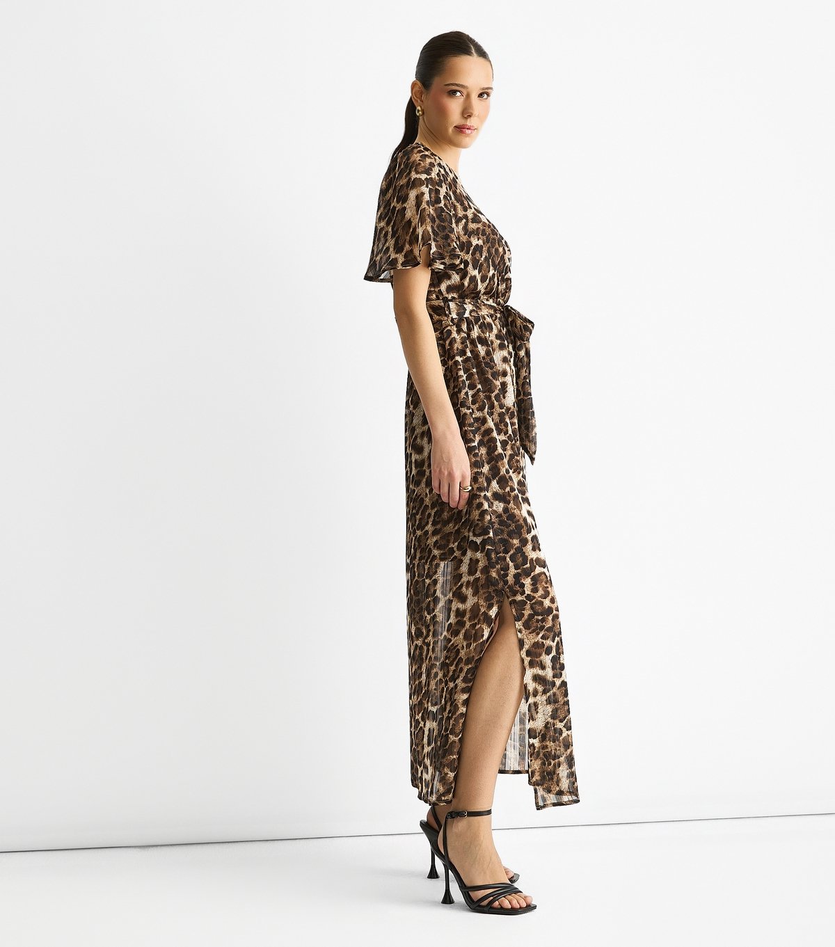 Gini London Women's Brown Animal Print Wrap Midi Dress Gini London New Look - 3