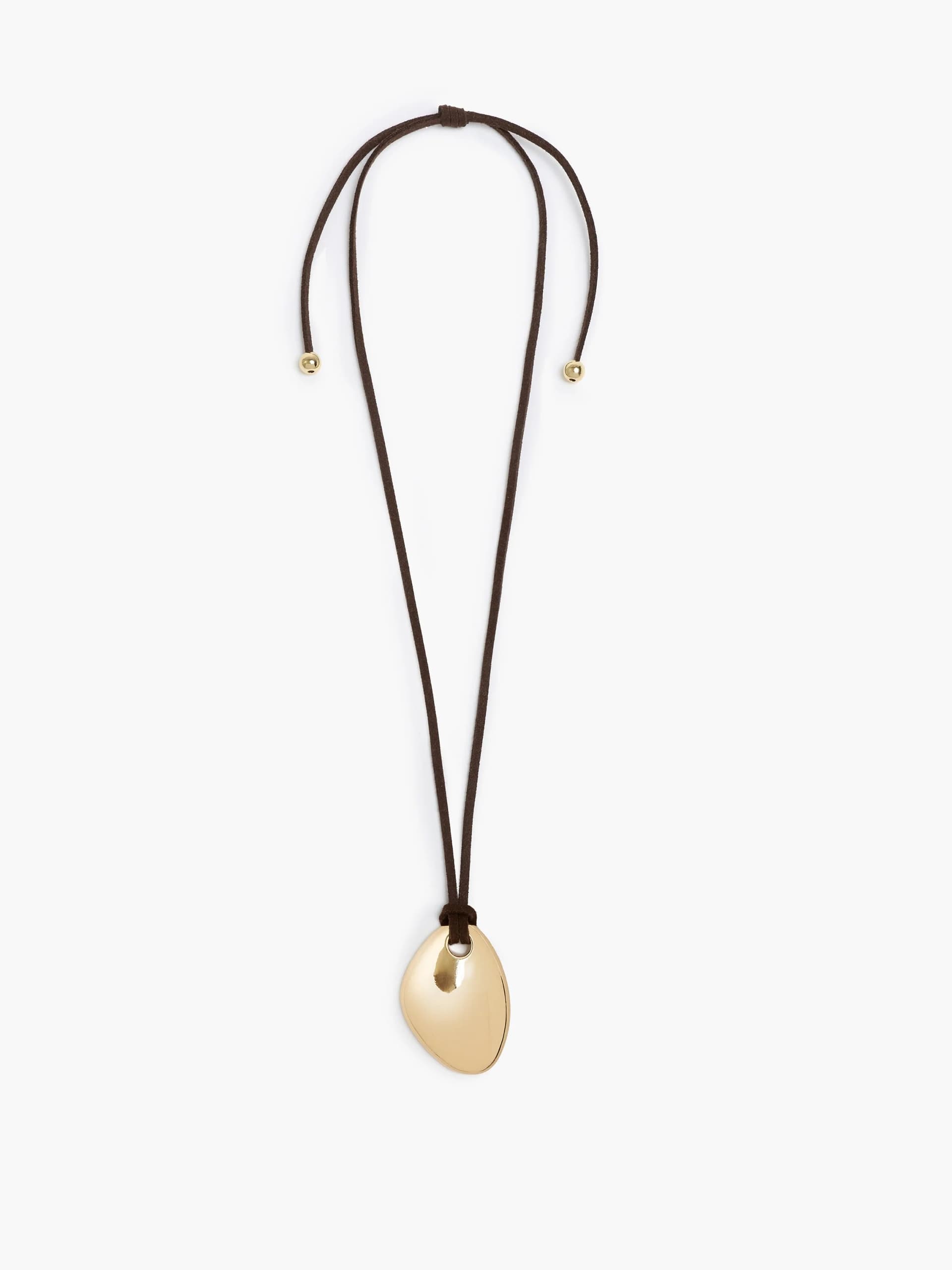 French Connection Ciottolo Brown Tie Necklace Warm Gold