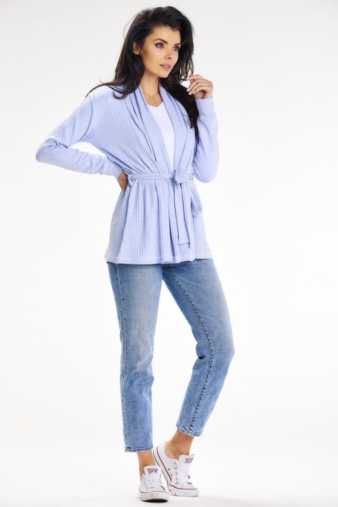 Love Lace Love Lace Women's Awama Cardigan with Shawl Collar Belt in Lavender