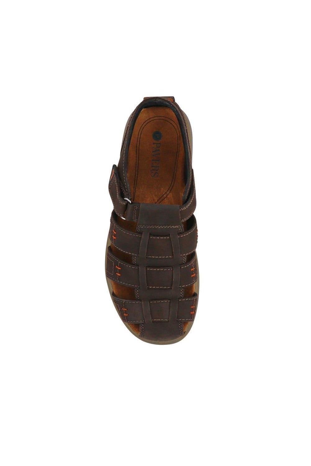 Pavers Pavers Men's Leather Touch-Fasten Sandals in Dark Brown - 4