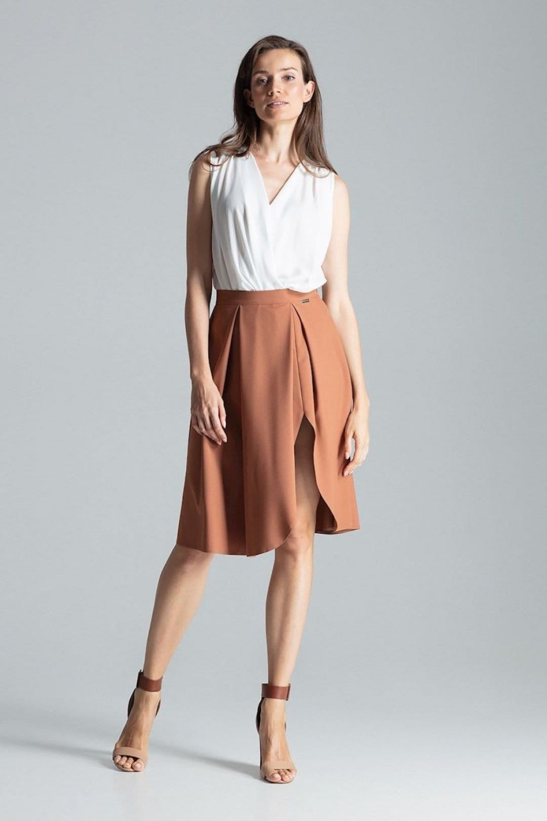 Love Lace Brown Terracotta Asymmetric Midi Skirt