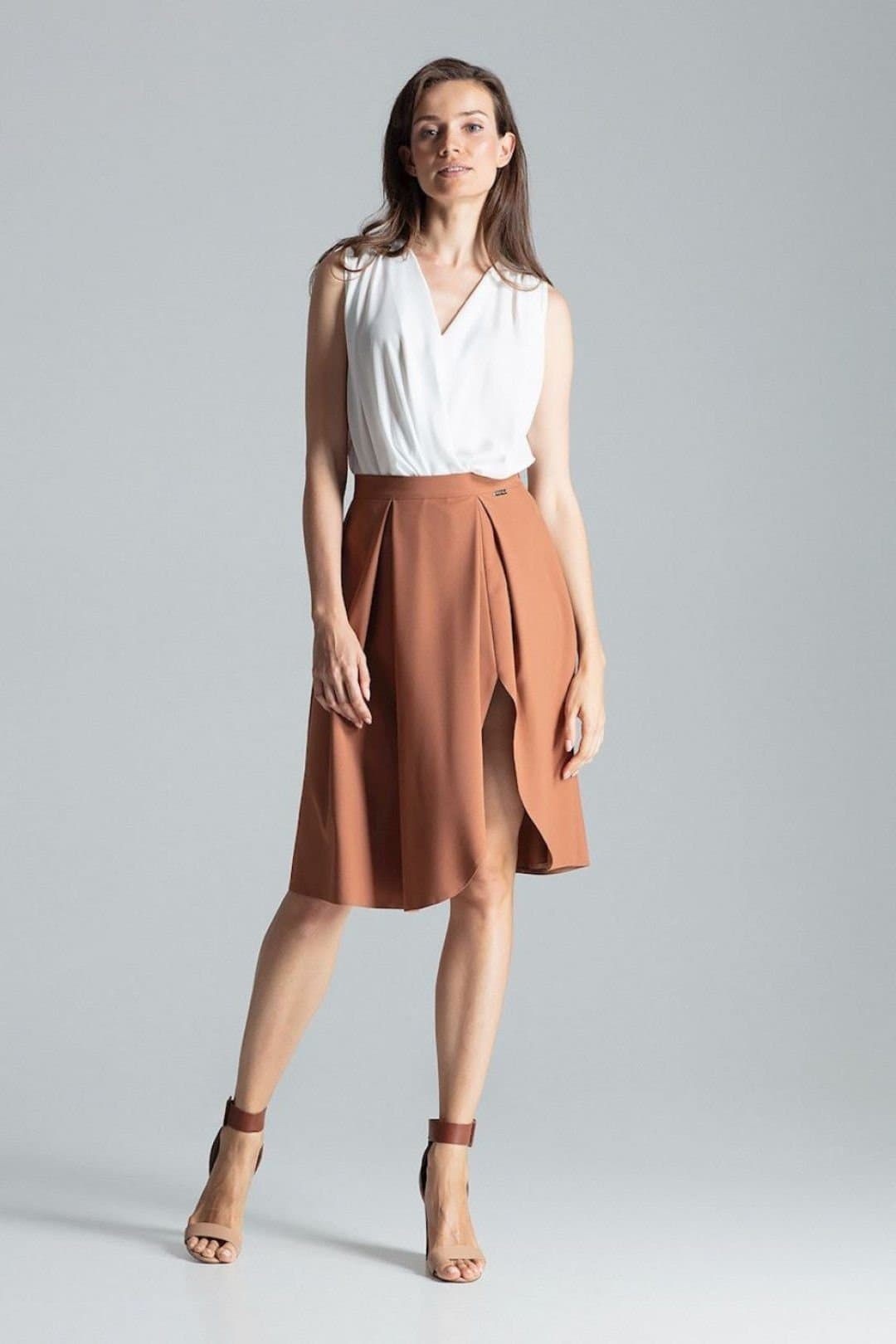 Love Lace Love Lace Brown Terracotta Asymmetric Midi Skirt