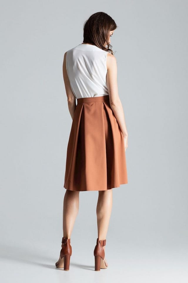 Love Lace Love Lace Women's Brown Asymmetric Slit Midi Skirt Side Zip in Terracotta - 3