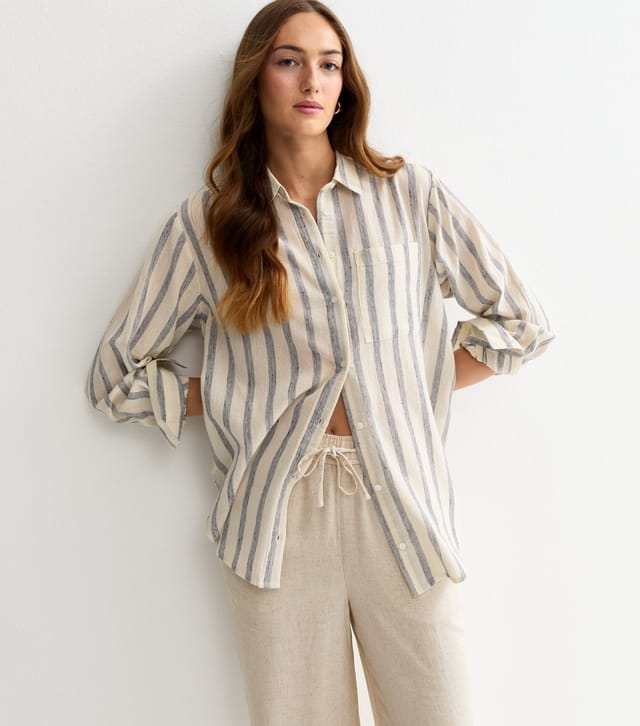 New Look Women's Tall Blue Cotton Striped Long Sleeve Shirt New Look - 2