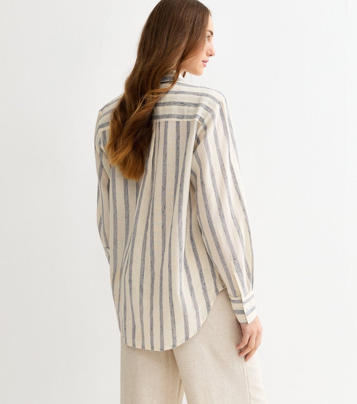 New Look Women's Tall Blue Cotton Striped Long Sleeve Shirt New Look - 4