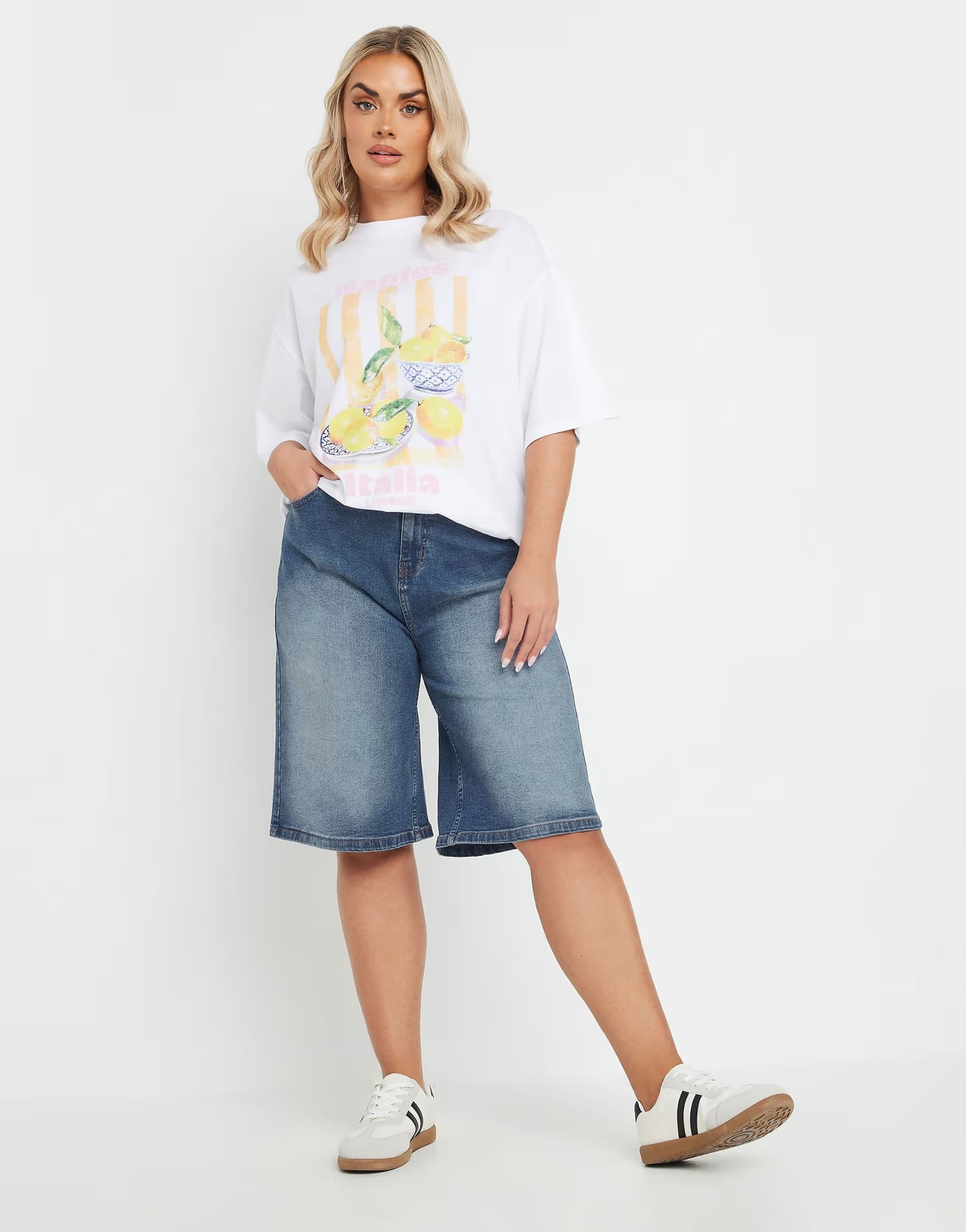 ASOS Yours Clothing Stretch denim jorts in blue