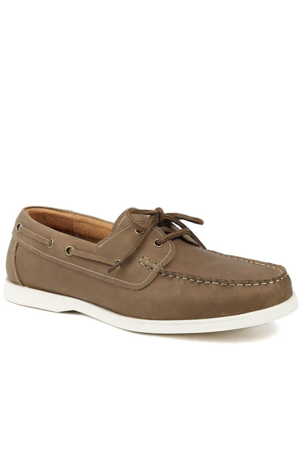 Jones Bootmaker Jones Bootmaker Men's Partington Leather Lace Up Boat Shoes in Tan
