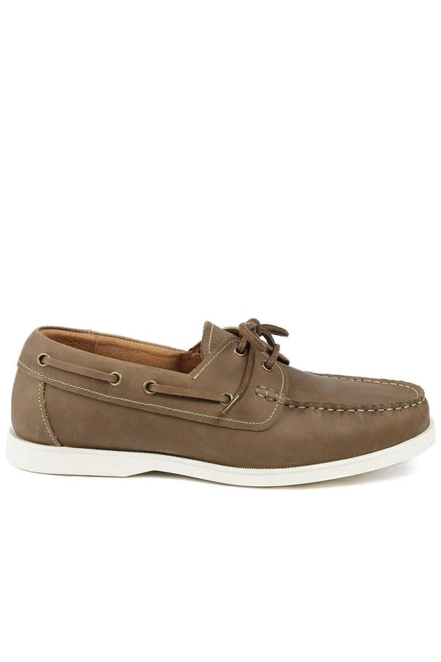 Jones Bootmaker Jones Bootmaker Men's Partington Leather Lace Up Boat Shoes in Tan - 2
