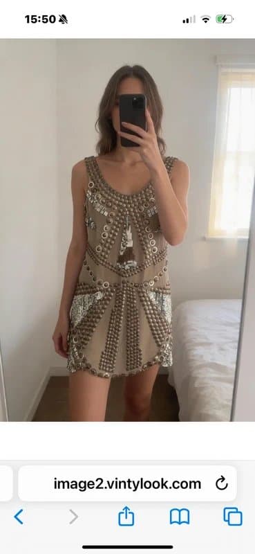 ASOS ASOS Luxe beige embellished dress 10