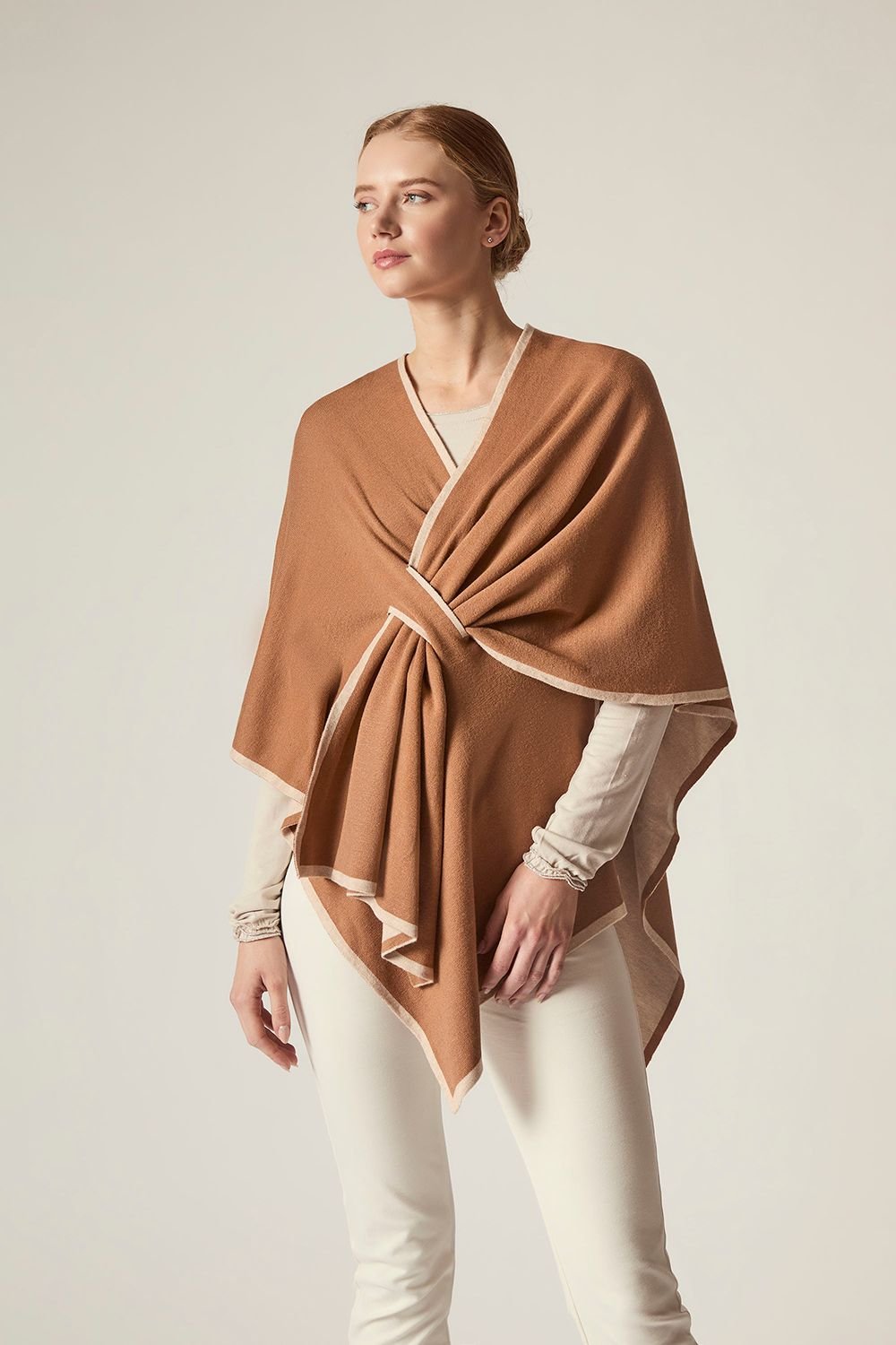 James Lakeland James Lakeland Women's Camel Front Knot Poncho - 3