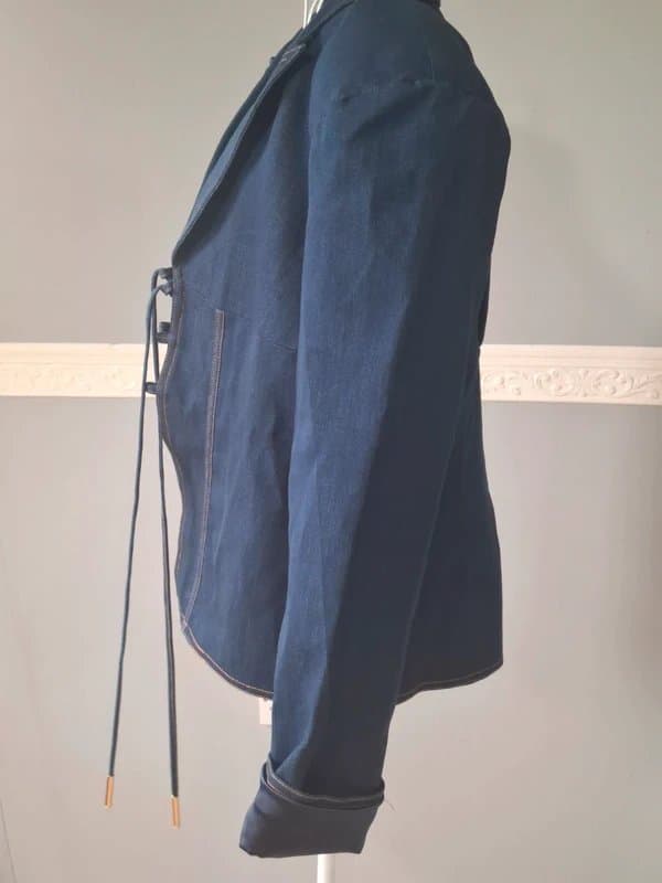 PLT PLT Label Dark Denim Corset Blazer – Lace‑Up Front  - Modern Tailoring /Size 16 New with tags