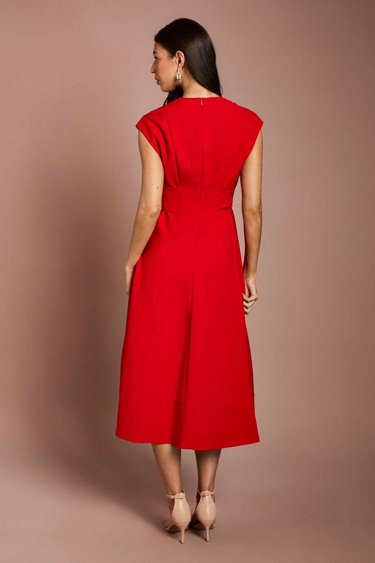 Coast Coast Women's Belted Crepe Dress in Flame Red - 4