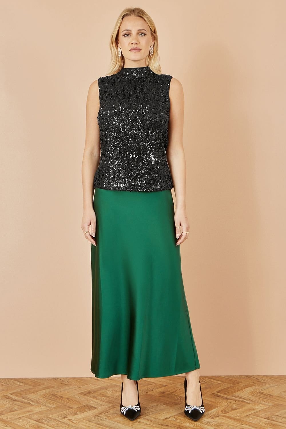 Yumi Yumi Women's Black Sequin High Neck Top - 4