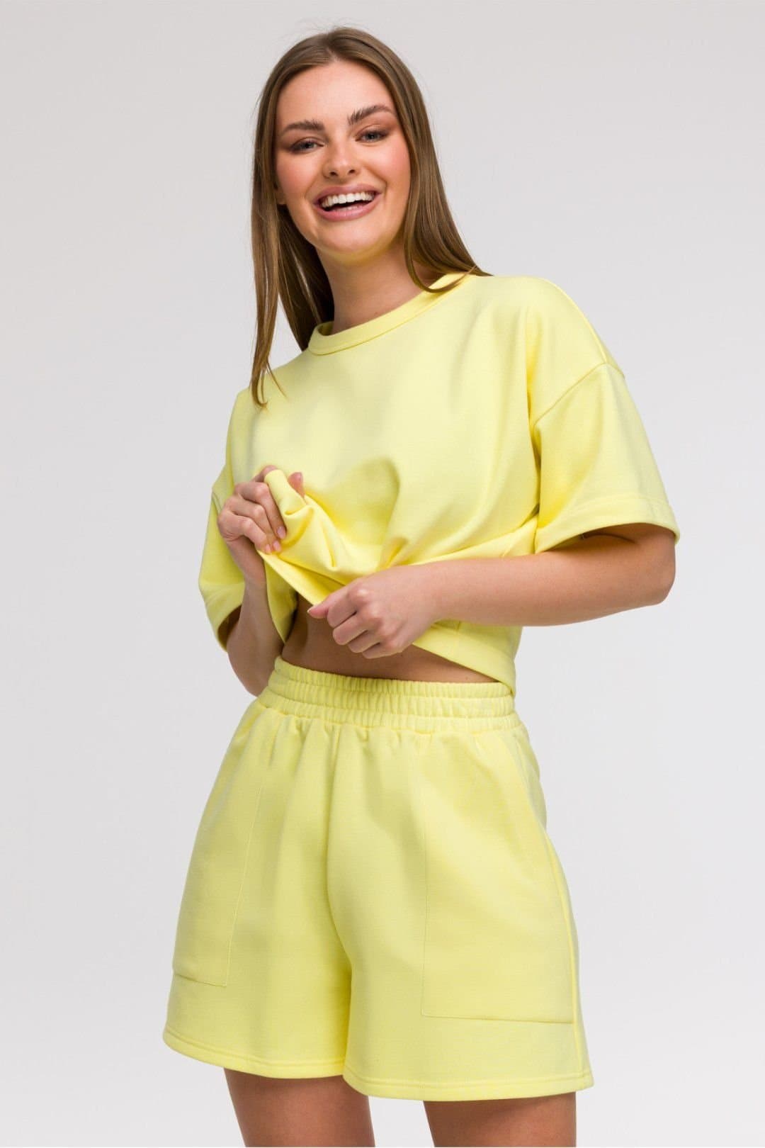 Love Lace Love Lace Yellow Loose Fit Pocket Shorts for Women