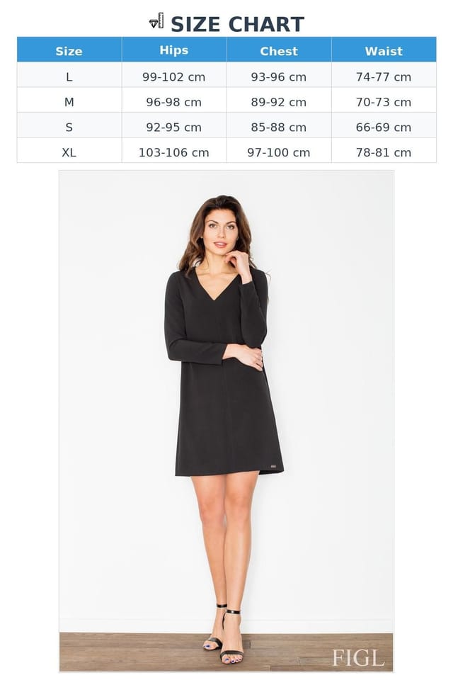 Love Lace Love Lace Women's Smooth V-neck Long Sleeve Dress Covered Zip in Black - 2