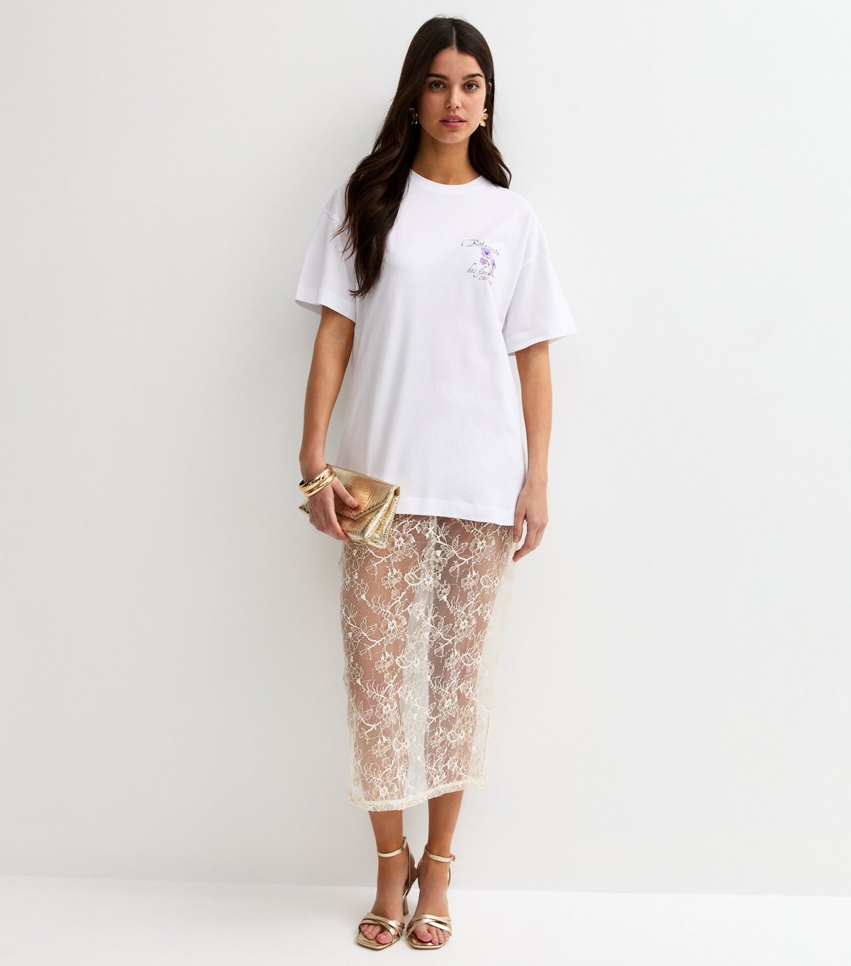 New Look Women's White Botaniste Print Oversized T-Shirt New Look - 3