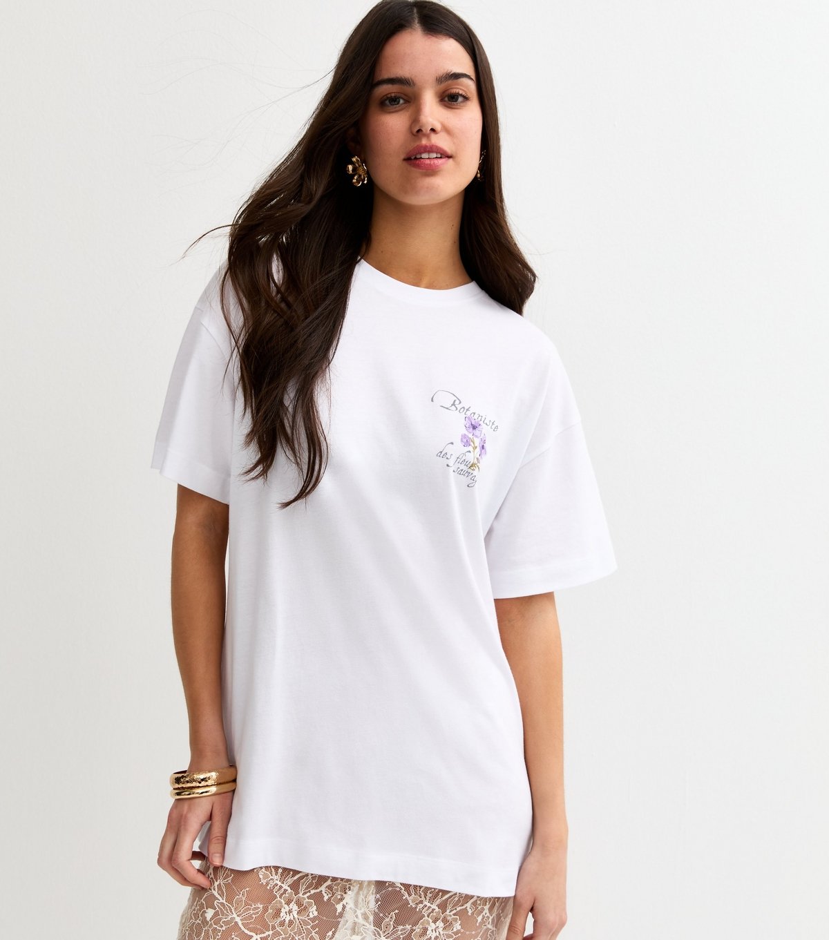 New Look Women's White Botaniste Print Oversized T-Shirt New Look - 4