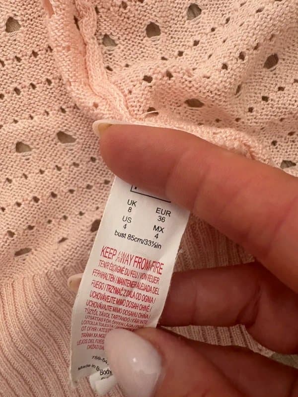F&F F&F Pink Pointelle Knit Cardigan UK 8 Crochet Lace Cardigan Boho Cottagecore Summer Layering