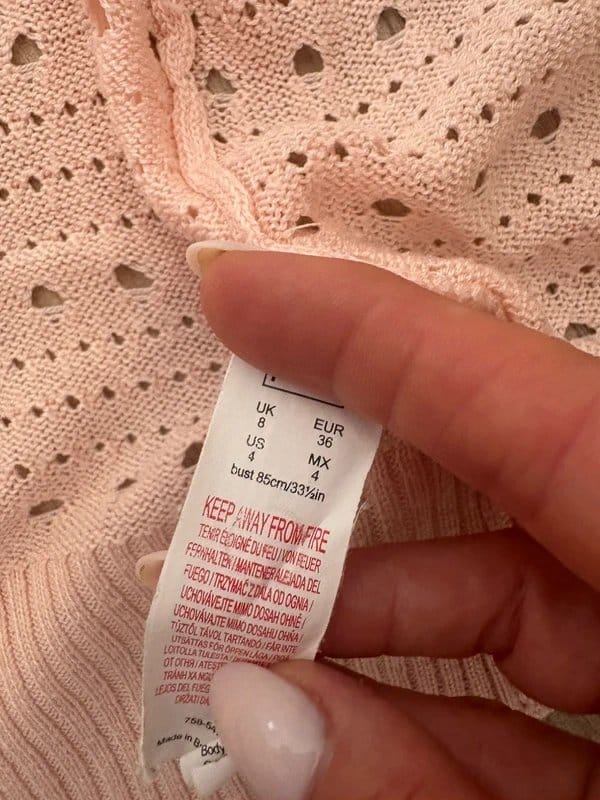 F&F F&F Pink Pointelle Knit Cardigan UK 8 Crochet Lace Cardigan Boho Cottagecore Summer Layering - 1