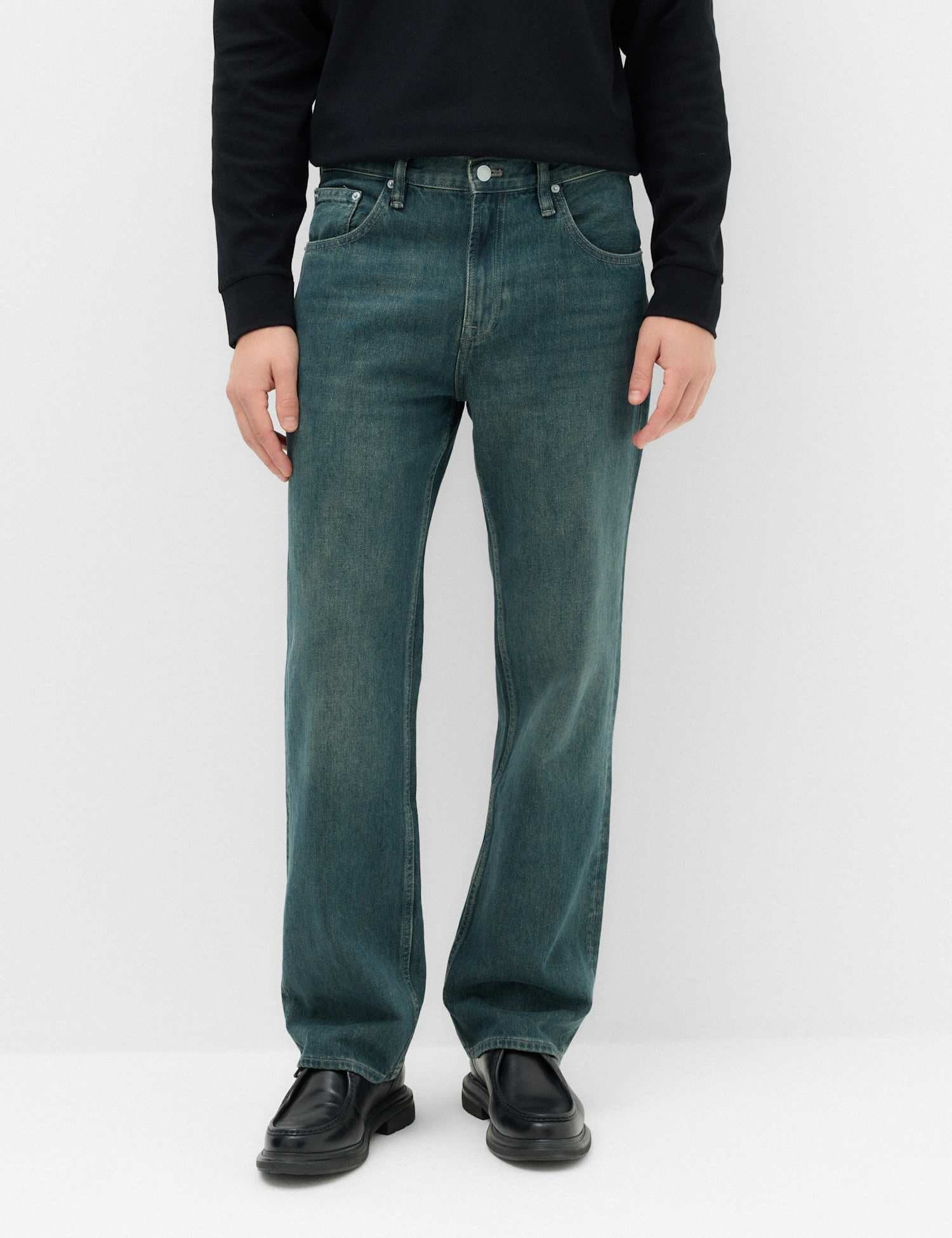 Marks & Spencer M&S Straight Fit Pure Cotton Jeans Green Tint