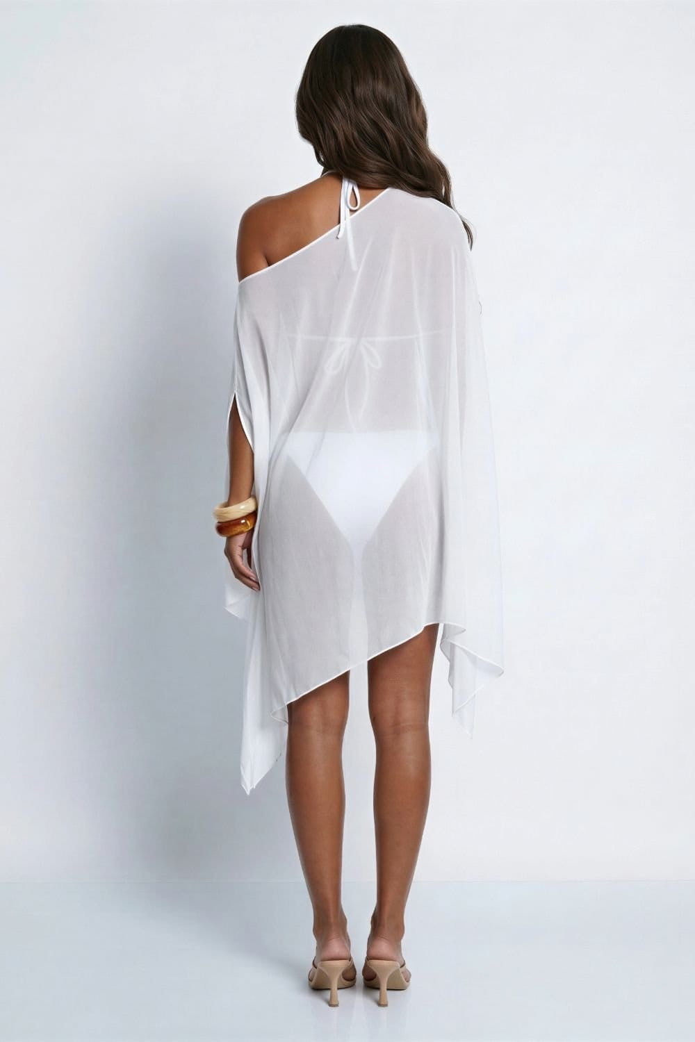 LEMONLUNAR LEMONLUNAR Women's The Serafina Mesh Cover Up Mini Dress in White - 4