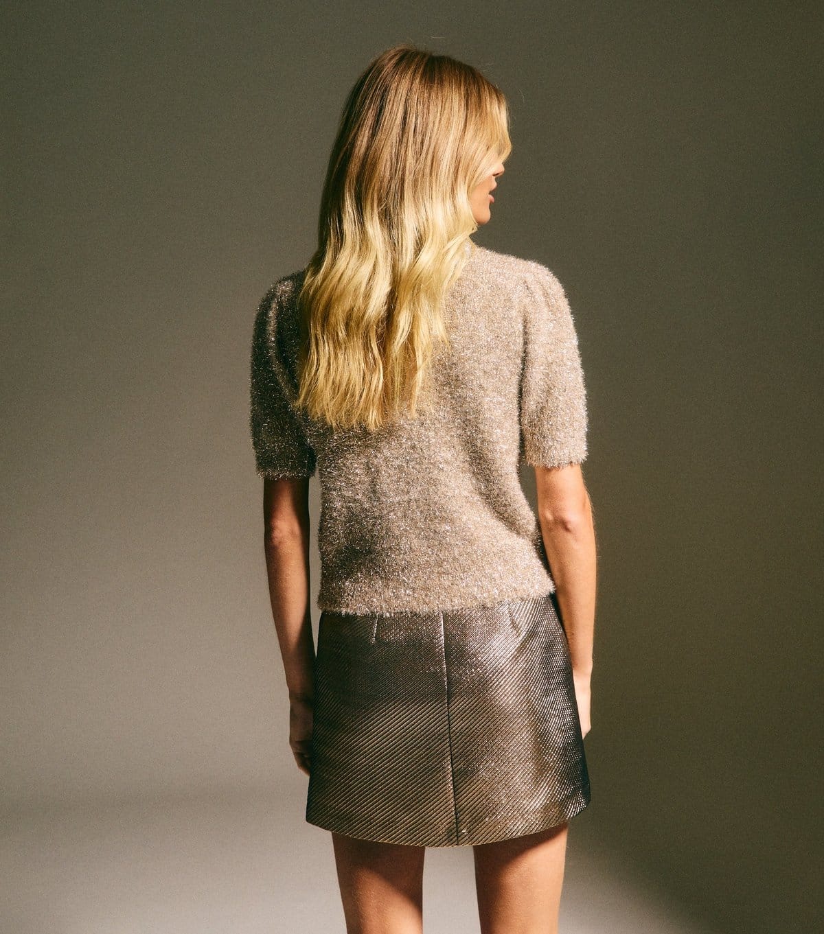 New Look Women's Gold Fluffy Sparkle Knit Short Sleeve Jumper New Look - 4