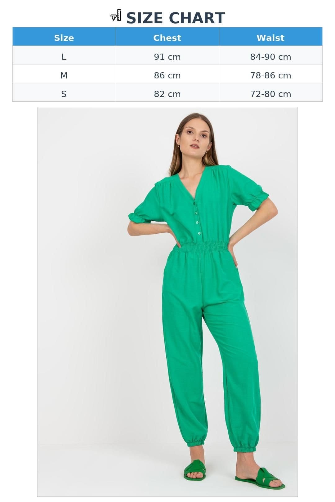 Love Lace Love Lace Women's Summer Button Front Overalls Jumpsuit in Green - 4