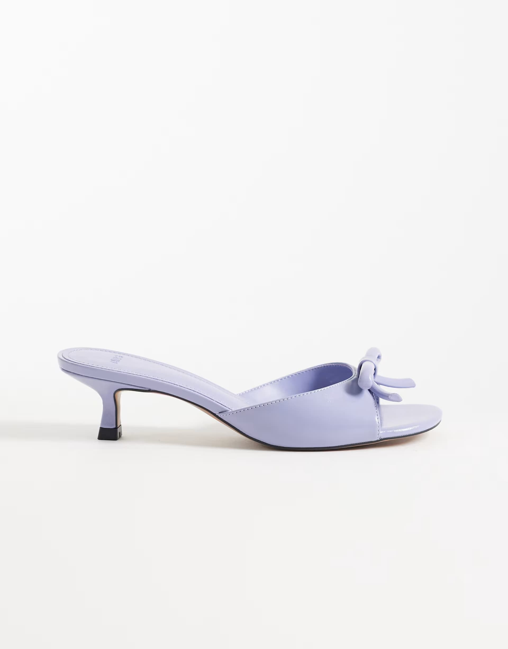 ASOS ASOS Lilac Faux Leather Bow Detail Heeled Mules