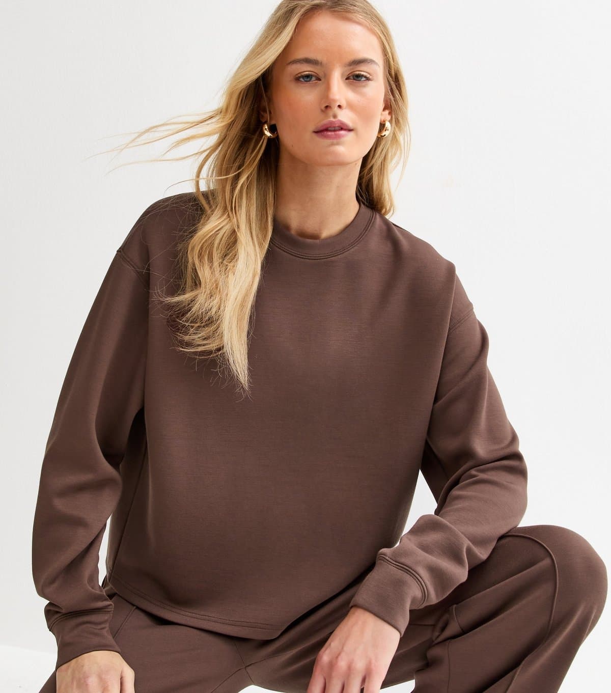 New Look Women's Tall Premium Dark Brown Jersey Sweatshirt New Look
