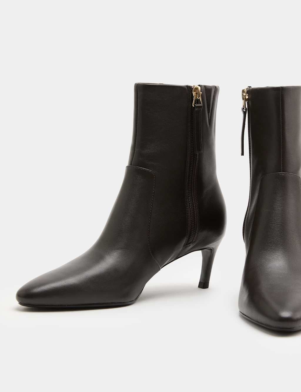 Marks & Spencer M&S Brown Leather Kitten Heel Ankle Boots