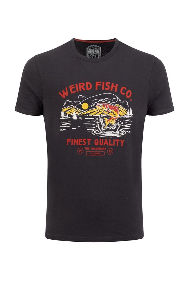 Weird Fish Weird Fish Men's Fish Out Of Water Front Print Graphic T-Shirt in Charcoal - 2