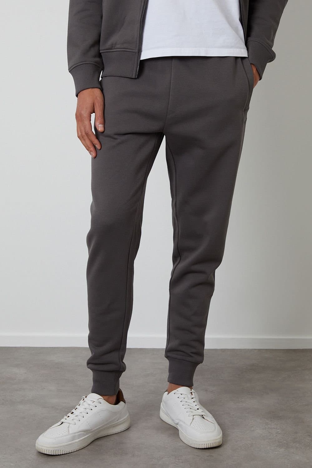 Threadbare Threadbare Dark Grey Cotton Blend Joggers for Men