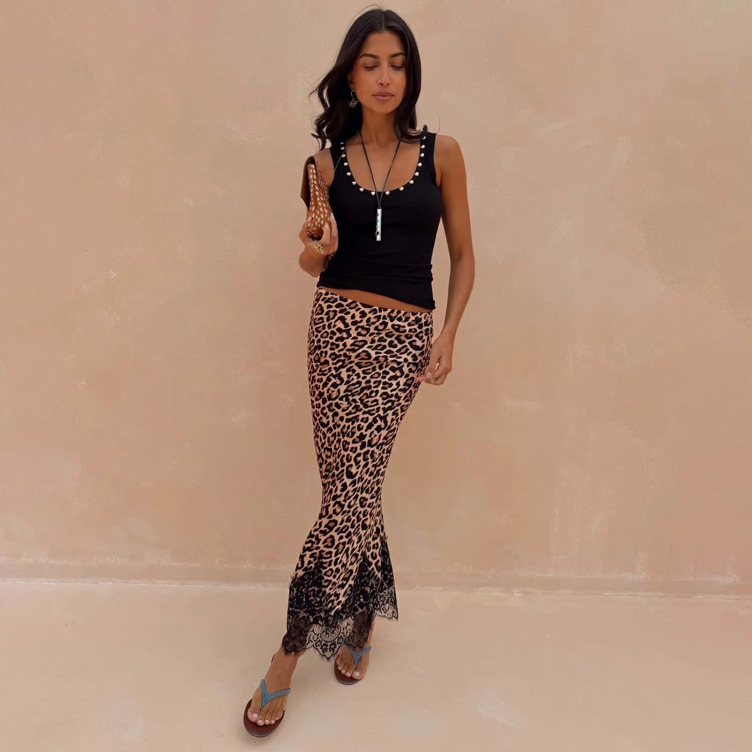 Never Fully Dressed Leopard Midi Maeva Skirt