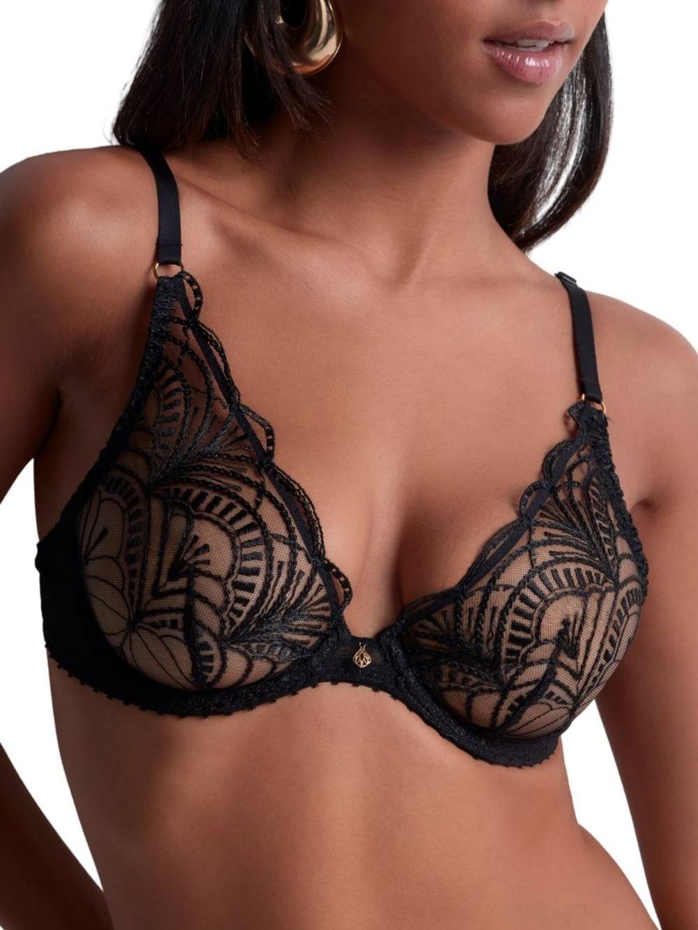 Aubade Aubade Women's Vibes Triangle Plunge Bra in Black - 3