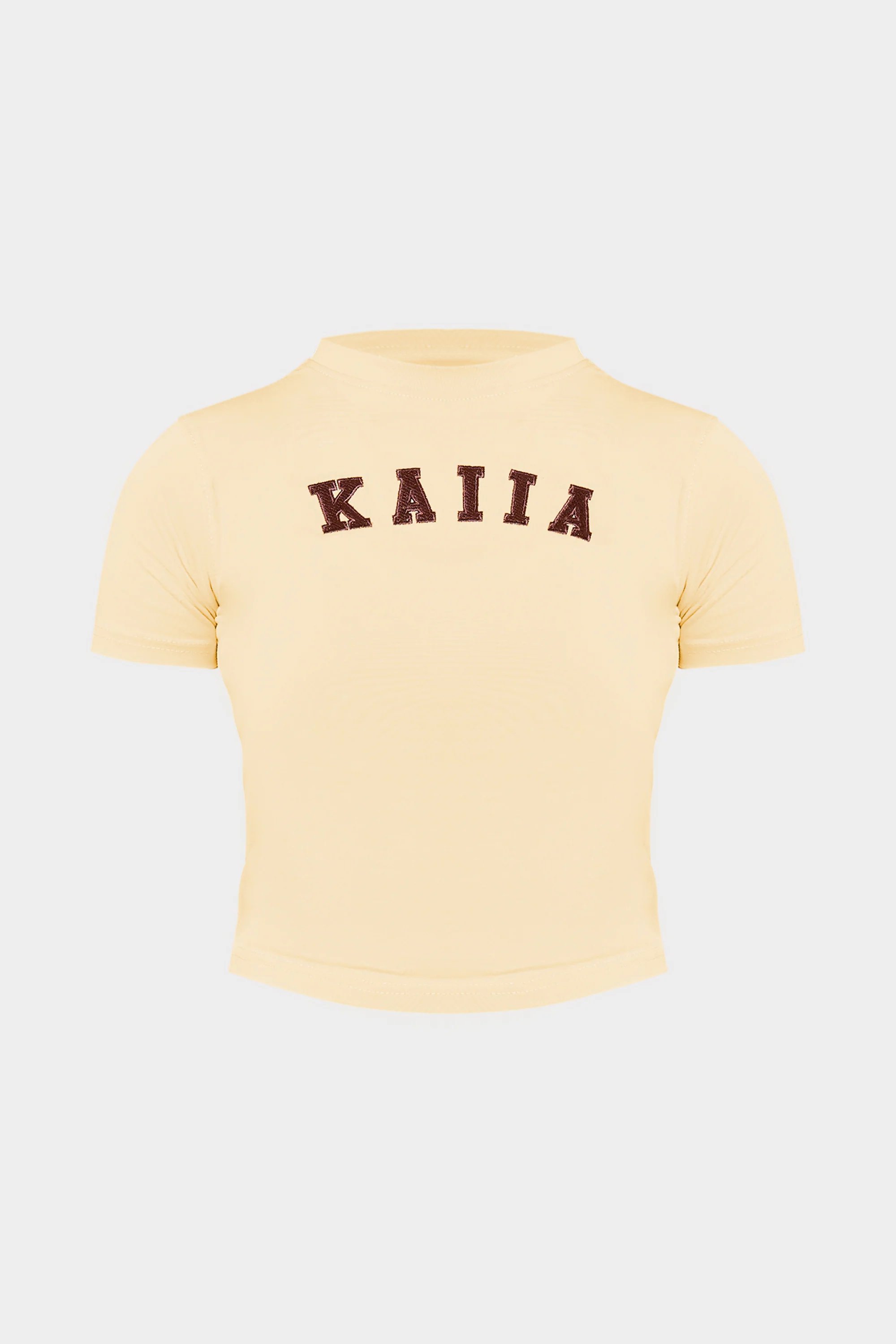 Kaiia Kaiia Slogan Baby Tee Butter Yellow & Brown - 4