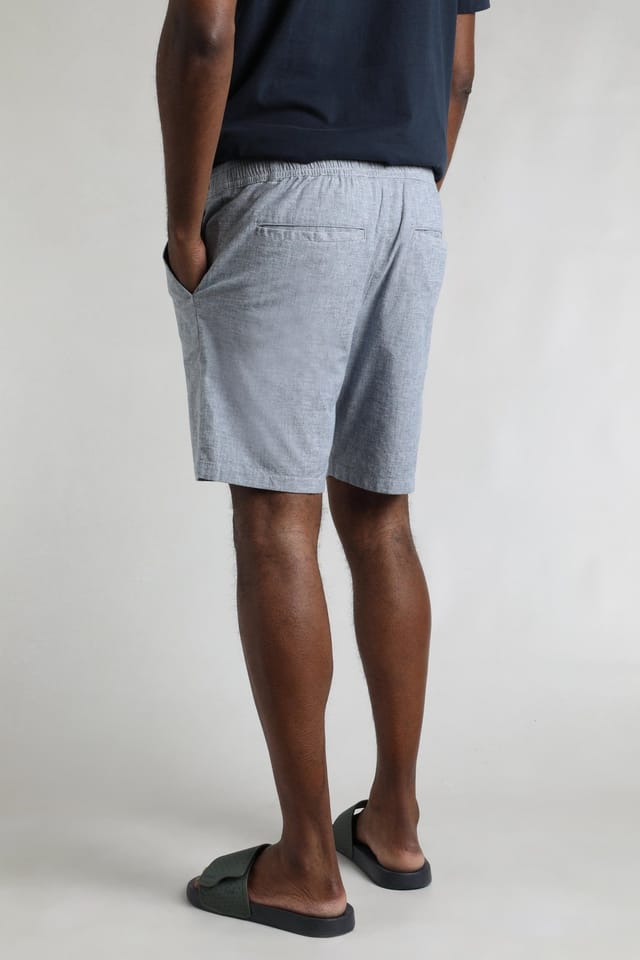 Weird Fish Weird Fish Men's Winchester Relaxed Linen Rich Shorts in Blue - 3