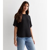 New Look Women's Black Woven Crew Neck T-Shirt New Look - 3