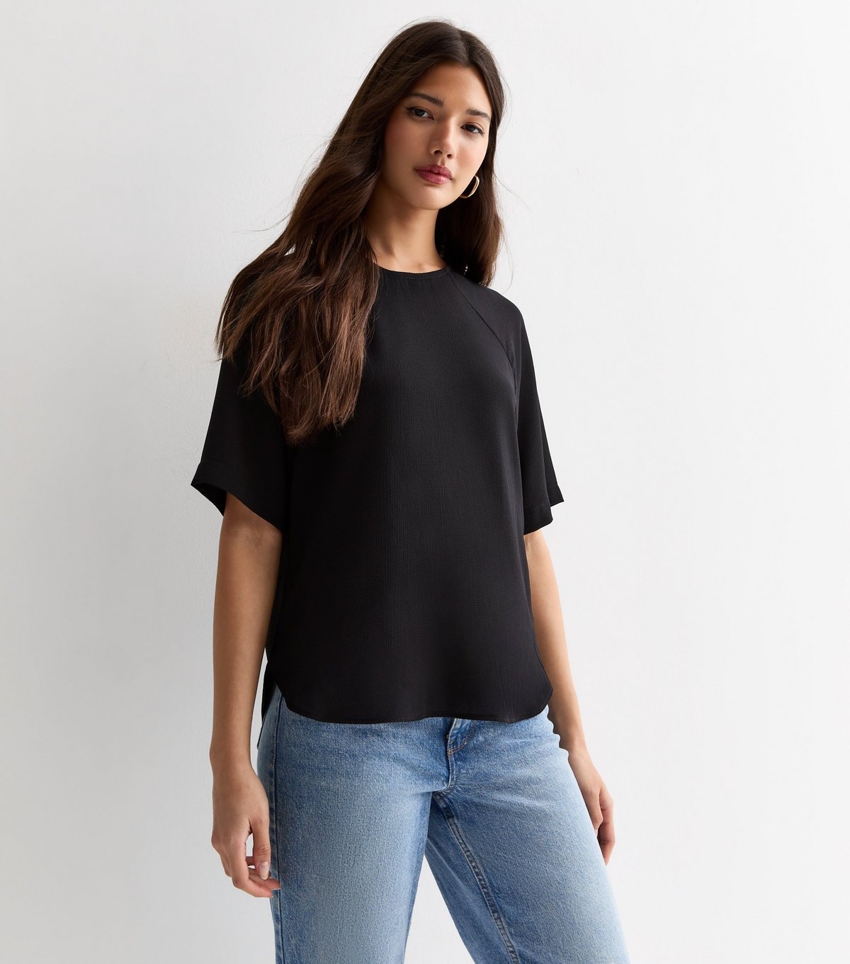 New Look Women's Black Woven Crew Neck T-Shirt New Look - 4