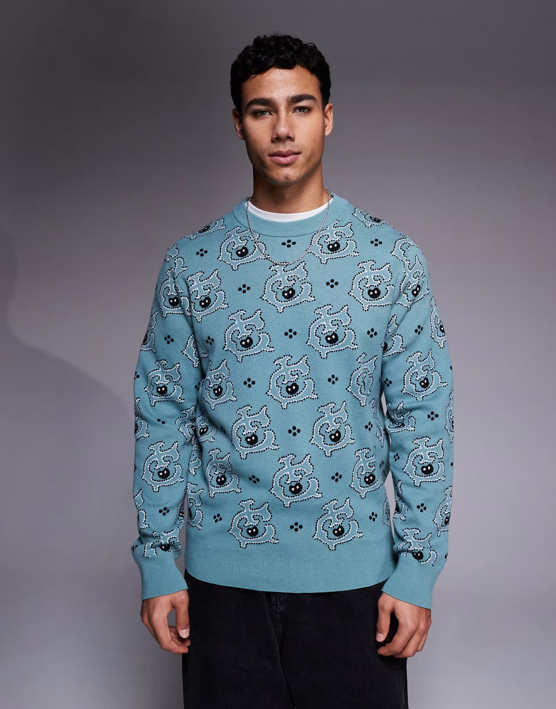 ASOS ICECREAM monogram knitted jumper in blue