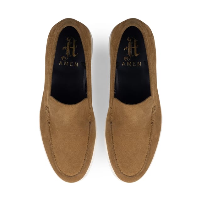 Amen Shoes Amen Shoes Men's Ridley Suede Leather Penny Loafers in Tan - 2
