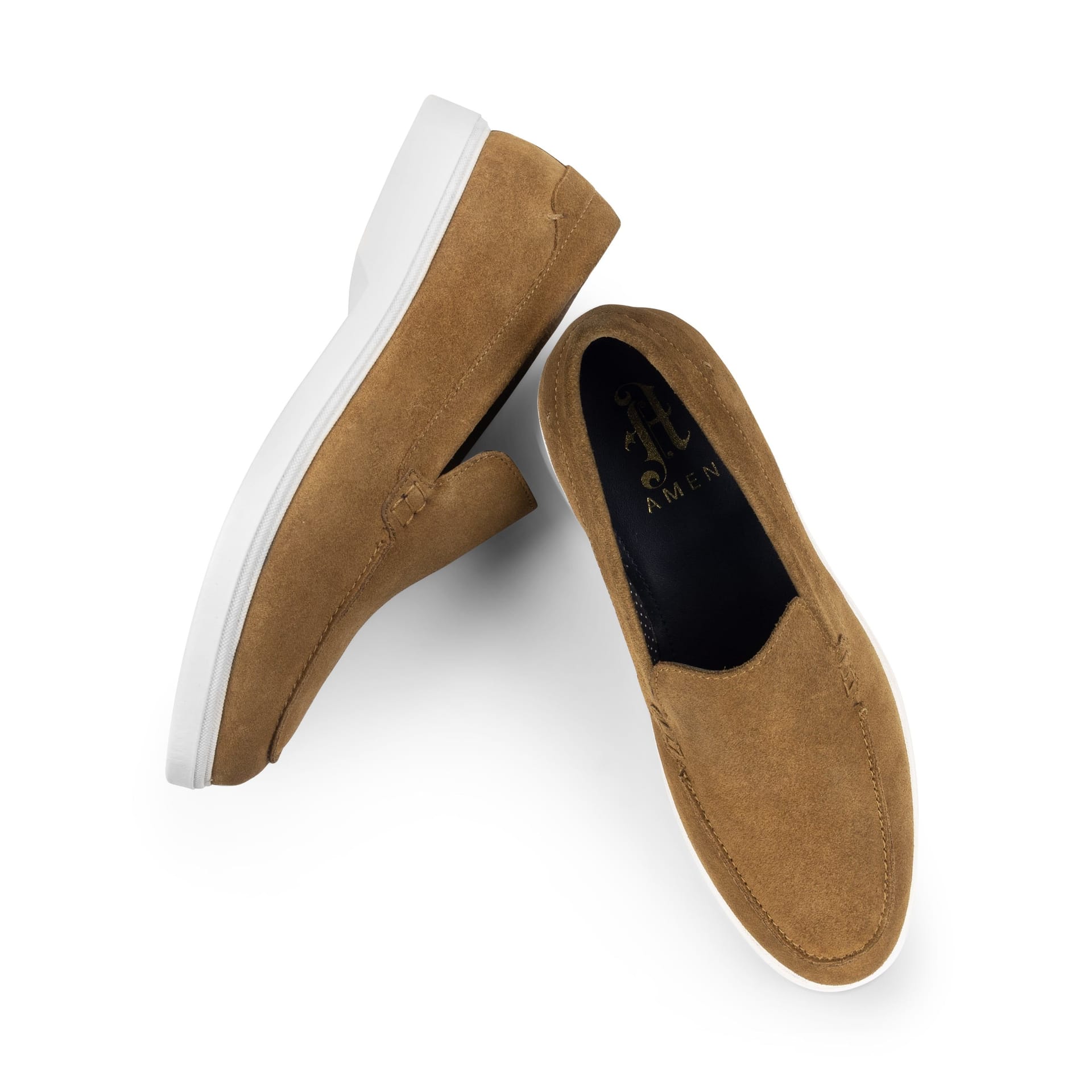 Amen Shoes Amen Shoes Men's Ridley Suede Leather Penny Loafers in Tan - 4