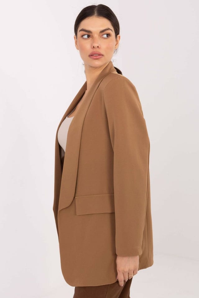 Love Lace Love Lace Women's Shoulder Padded Blazer Lightweight Lined in Brown - 2