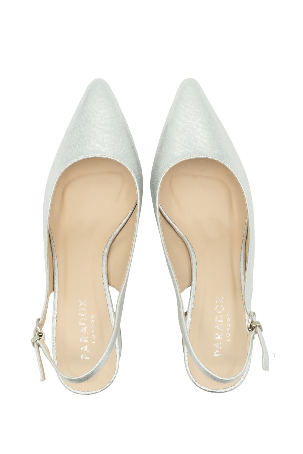 Paradox London Paradox London Women's Shimmer 'Imelda' Mid Heel Block Heel Sling Back Court Shoes in Silver - 3