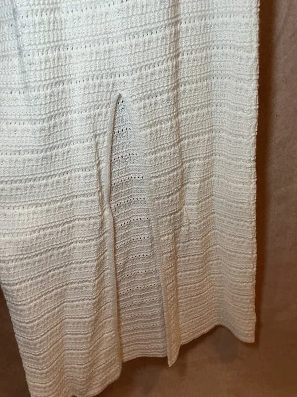 Bershka Bershka white Ribbed knit maxi dress