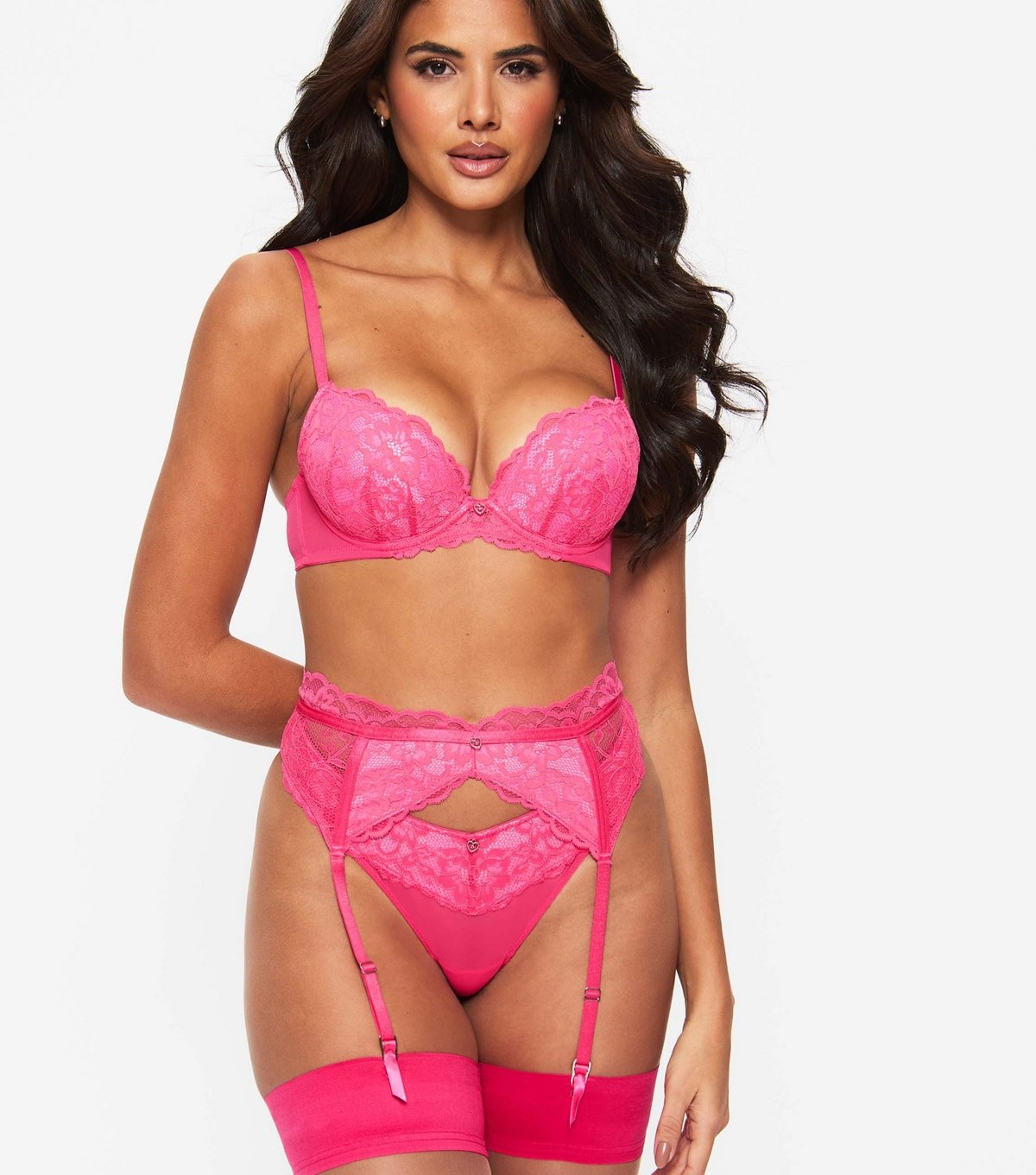 Ann Summers Women's Dark Pink Lace Padded Plunge Bra Ann Summers New Look - 3